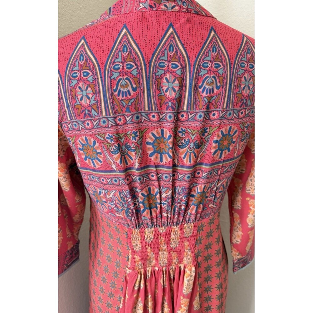 Soft Surroundings XS Red Paisley Floral Embroidered Beaded Phoenix Midi Dress - Picture 8 of 11